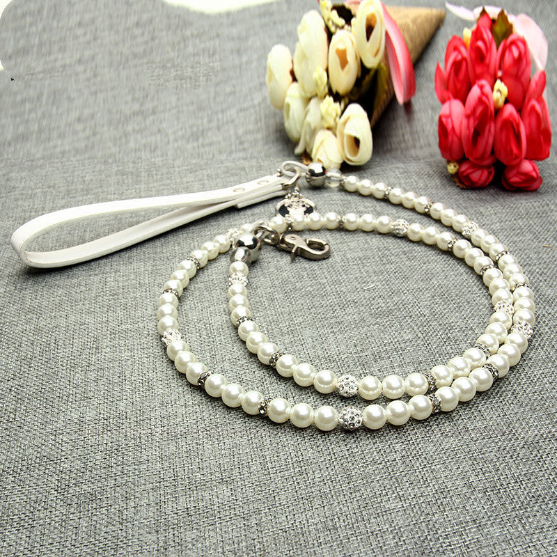 Dog leash pearl collar