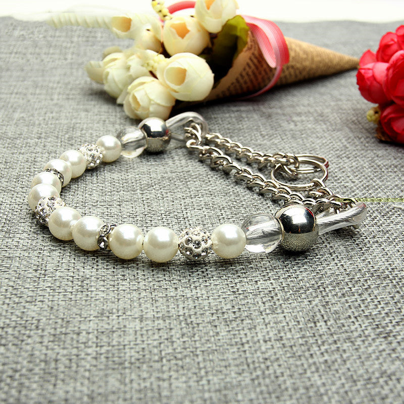 Dog leash pearl collar
